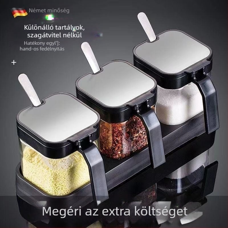 Üvegből készült fűszertartó és sótartó készlet konyhához