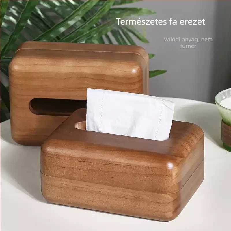Modern kínai stílusú fa papírzsebkendő doboz, dekoratív tároló a nappaliba és az autóba, tömörfa