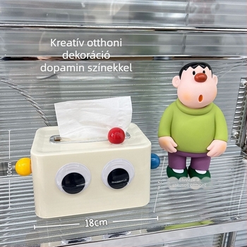 Négyszögletes zsebkendő-doboz karikatúra szörnyel – asztali rugós kivitel, nappali dekoráció