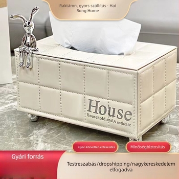 Elegáns bőrtokos zsepi-doboz nappaliba — modern asztali dekoráció