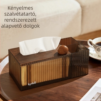 Retro üvegmintás papírzsebkendő-tartó, asztali kivitel, nappaliba
