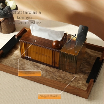 Retro üvegmintás papírzsebkendő-tartó, asztali kivitel, nappaliba