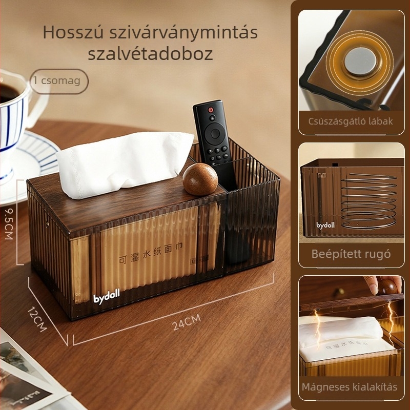 Retro üvegmintás papírzsebkendő-tartó, asztali kivitel, nappaliba