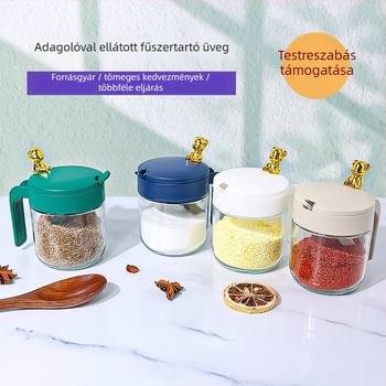 Konyhai üveg fűszertartó készlet – zárható sótartóval és tárolóedényekkel