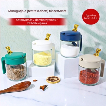 Konyhai üveg fűszertartó készlet – zárható sótartóval és tárolóedényekkel