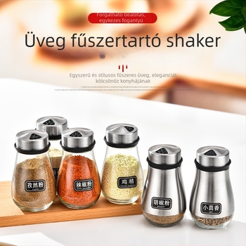 Rozsdamentes acél grillfűszeres tároló háztartási használatra, kömény és bors