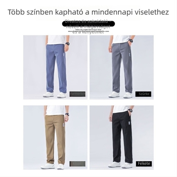 Férfi Lyocell farmer nyárra, vékony anyag, lazán bő szárú, egyenes szabás, mindennapi viselet, középmagas derék, cipzárral