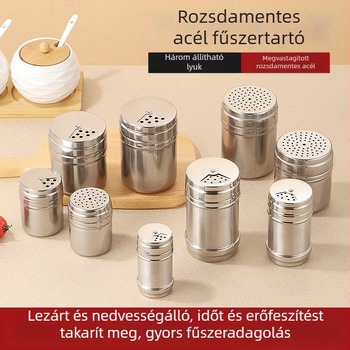 Rozsdamentes acélból készült nagy kapacitású fűszeres üveg konyhához és grillhez, borsporhoz, chiliporhoz és köményhez