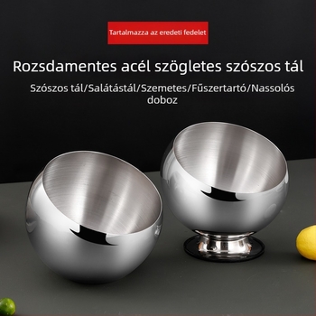 Rozsdamentes acélból készült fűszertál éttermi használatra fedővel, ferde peremmel a szószokhoz és mártásokhoz