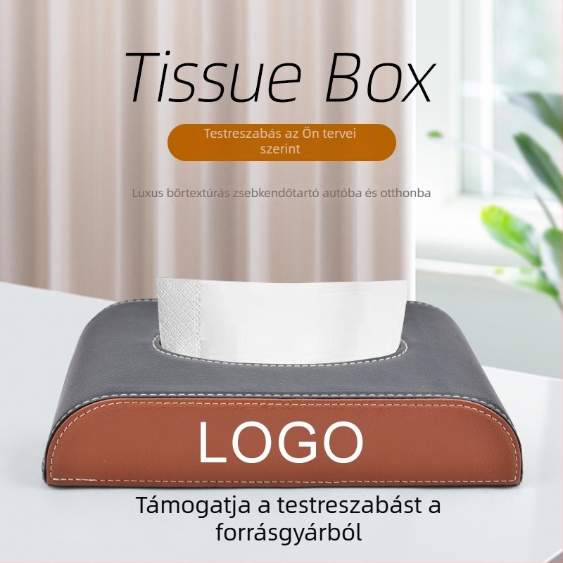 Bőr papírzsepi tartó autóhoz és nappaliba, vízálló, luxus dizájn