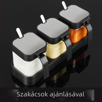 Üveg fűszertartó készlet a konyhába – só- és MSG üvegek zárható tárolóval