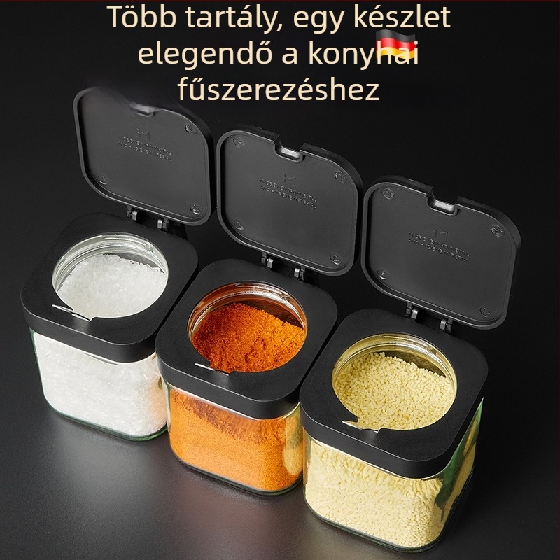 Üveg fűszertartó készlet a konyhába – só- és MSG üvegek zárható tárolóval