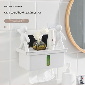 Falihoz szerelhető, vízálló toalettpapírtartó és tároló fürdőszobába, kis tekercshez