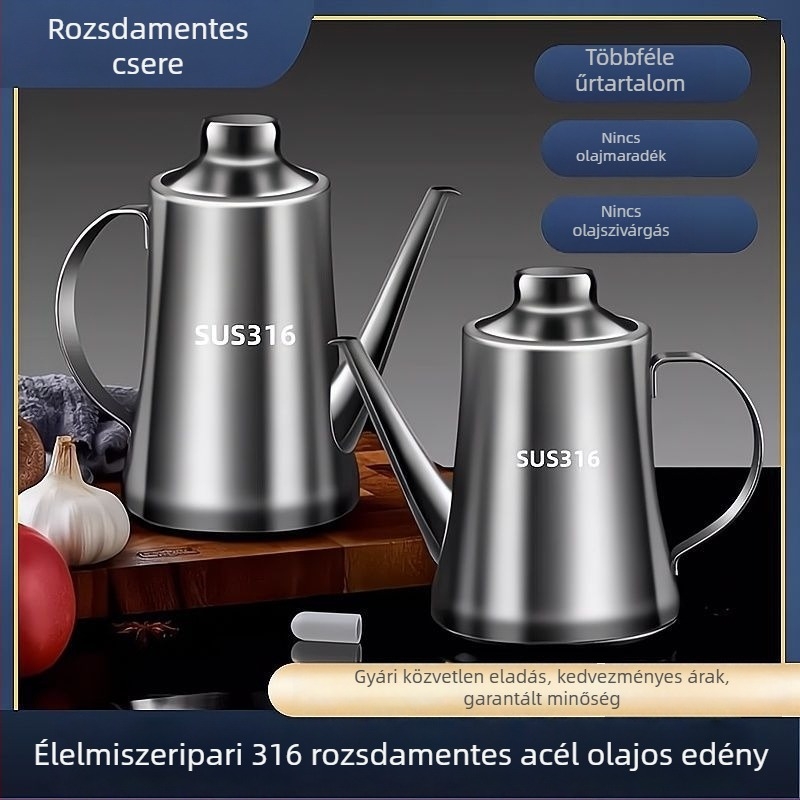 316 rozsdamentes acélból készült, megerősített konyhai olajtartó, olajhoz, szójaszószhoz és ecethez