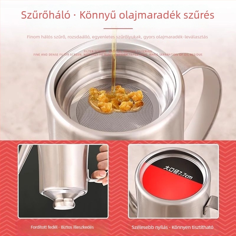 316 rozsdamentes acélból készült, megerősített konyhai olajtartó, olajhoz, szójaszószhoz és ecethez