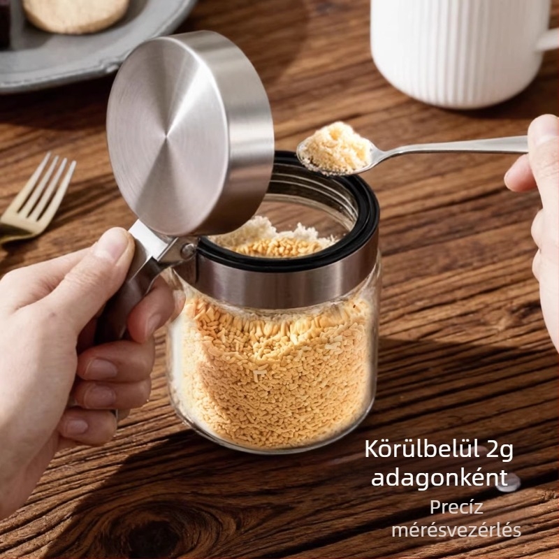 Zárható boroszilikát üveg fűszertartó – só és fűszerek tárolására