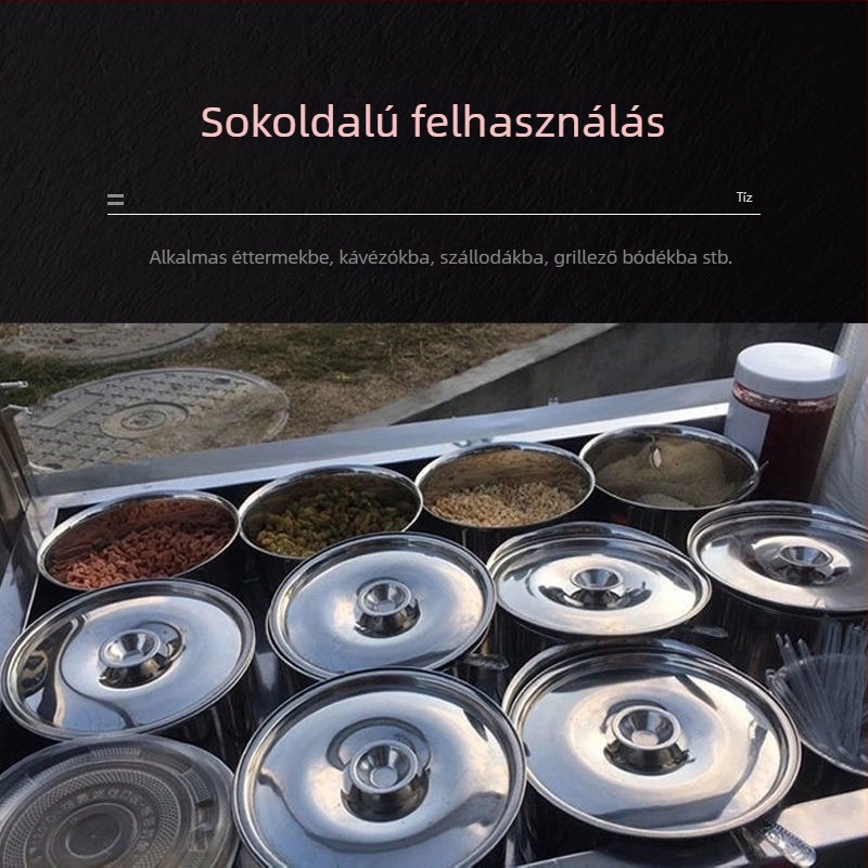 304 rozsdamentes acél fűszeres edény fedővel – konyhai fűszerező, olajok és chiliolaj tárolására
