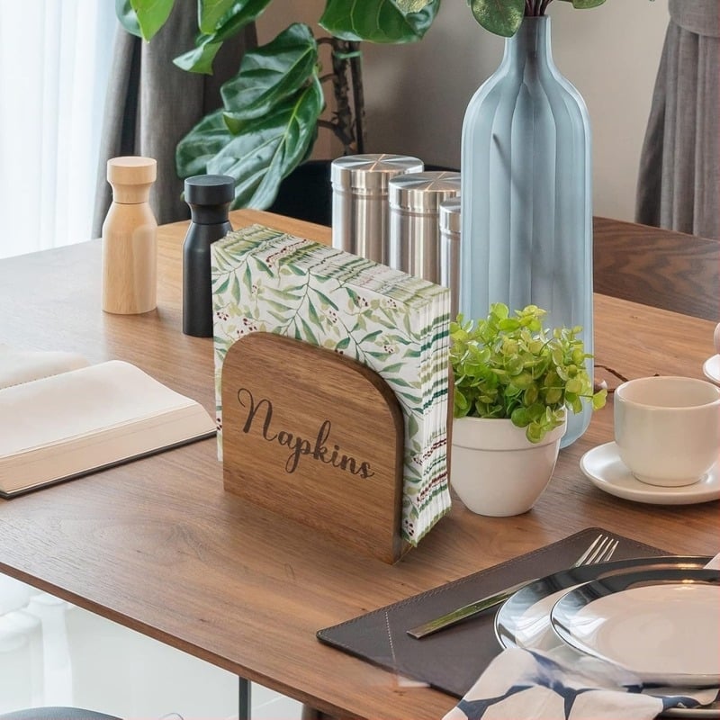 Fából készült zsebkendő tartó, asztali állvány, modern minimalist dizájn, tölgyfa