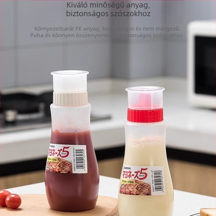 Többnyílású nyomóflakon szószokhoz, élelmiszer-biztonságos PP anyag, ketchuphoz, salátöntethez és lekvárhoz