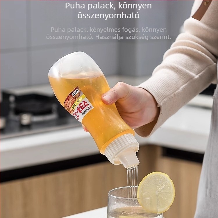 Többnyílású nyomóflakon szószokhoz, élelmiszer-biztonságos PP anyag, ketchuphoz, salátöntethez és lekvárhoz