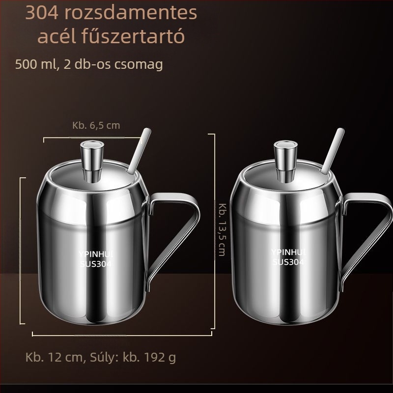 Német stílusú 304 rozsdamentes acél fűszertartó készlet a konyhához
