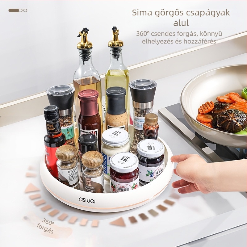 AI thinking Konyhai forgó fűszertartó - többfunkciós só-, szójaszósz- és ecetüveg tároló forgó talppal