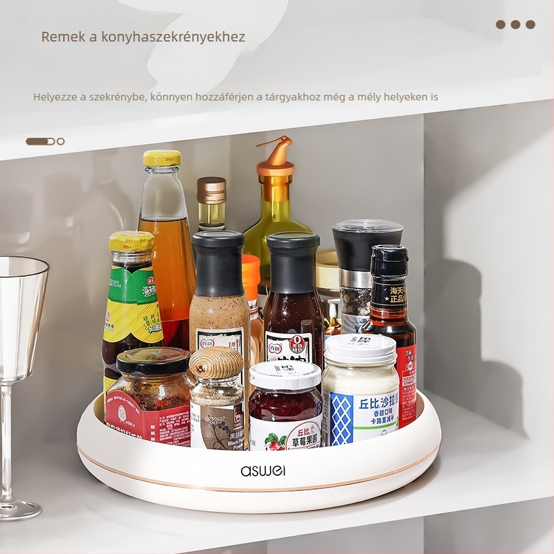 AI thinking Konyhai forgó fűszertartó - többfunkciós só-, szójaszósz- és ecetüveg tároló forgó talppal