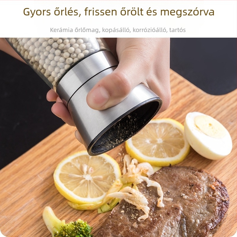 Kézi borsdaráló fekete és fehér bors számára – kompakt konyhai fűszeres tartály