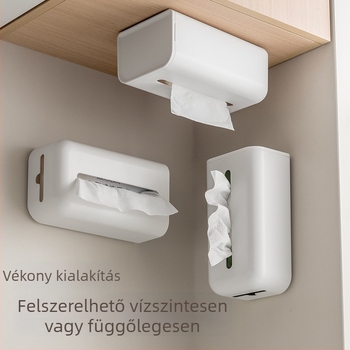 Fali papírzsepi doboz – multifunkcionális arctörölközők tárolója, furatmentes telepítés, konyhához és fürdőszobához