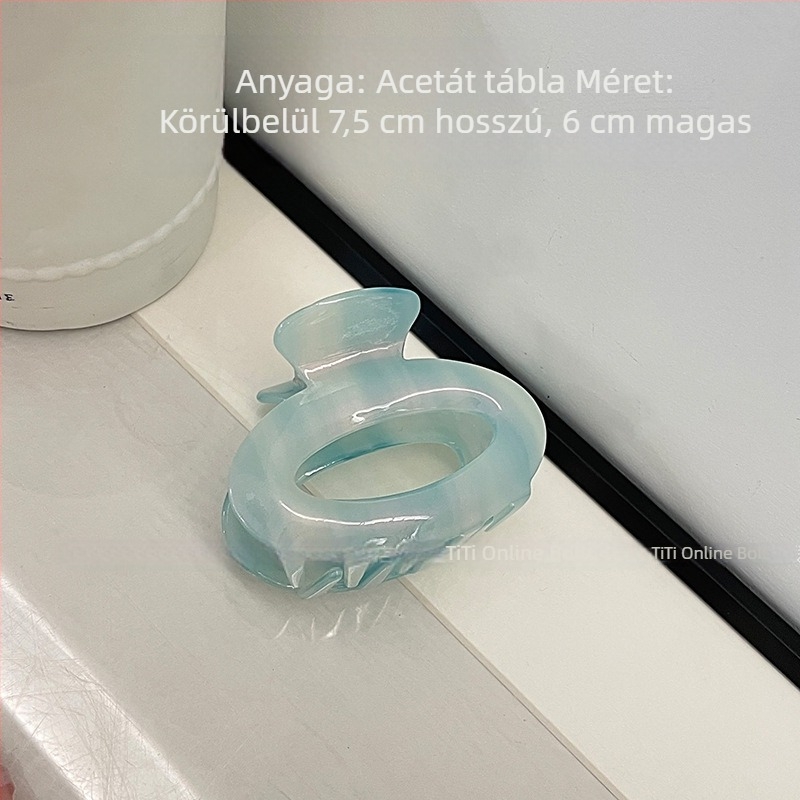 Krémszínű gradációs ovális hajcsipesz – francia acetát, a tarkóra helyezhető, női hajkiegészítő