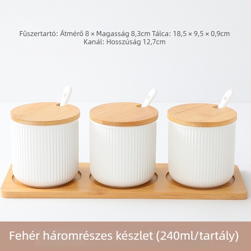 Skandináv kerámia csíkos fűszertartó üvegkészlet – konyhai fűszertartó készlet