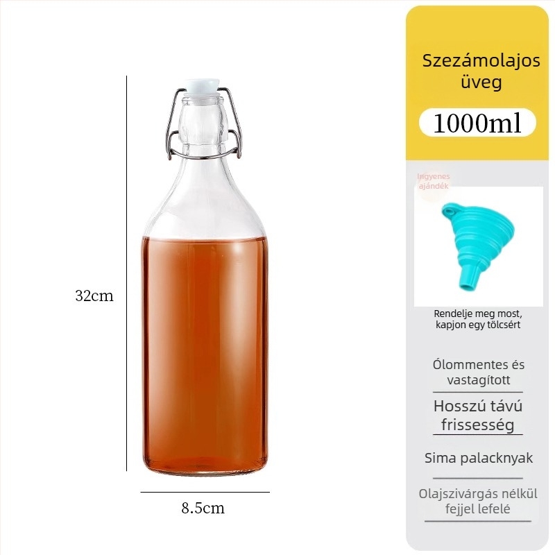 Szezáolaj üveg, zárható üvegpalack, élelmiszer-minőségű, otthoni használatra