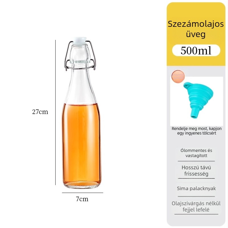 Szezáolaj üveg, zárható üvegpalack, élelmiszer-minőségű, otthoni használatra