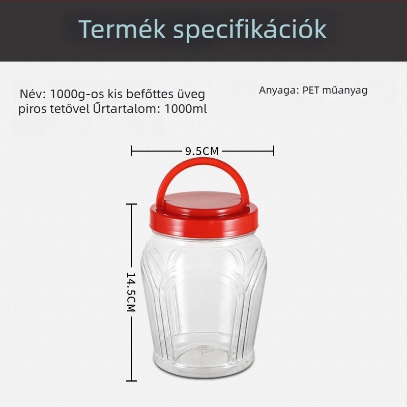 Átlátszó PET műanyag mézesüveg, kis tárolóedény