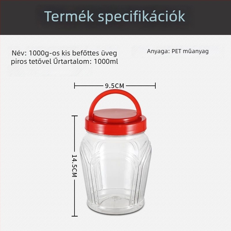 Átlátszó PET műanyag mézesüveg, kis tárolóedény
