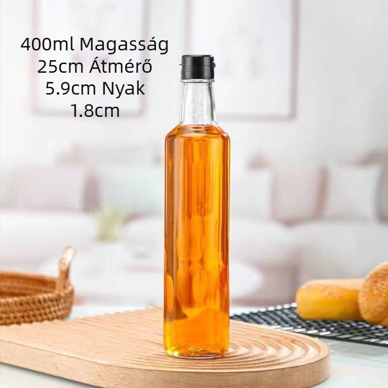 Háztartási kör alakú üveges olívaolaj-palack, szivárgásmentes kialakítás, fűszertartó, átlátszó olajkiöntő