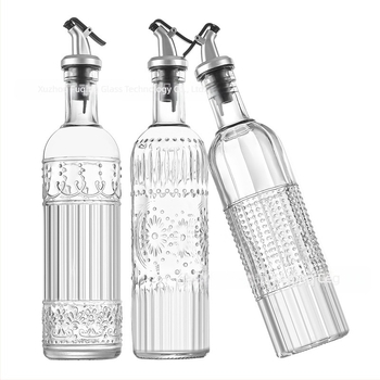 Üvegből készült fűszerező adagoló üveg, 500 ml, olaj, szójaszósz és ecet számára