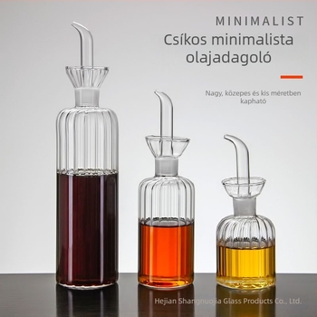 Konyhai üveg olajtartó csíkos dizájnnal, átlátszó ízesítő üveg szójaszószhoz, ecethez és főzőolajhoz