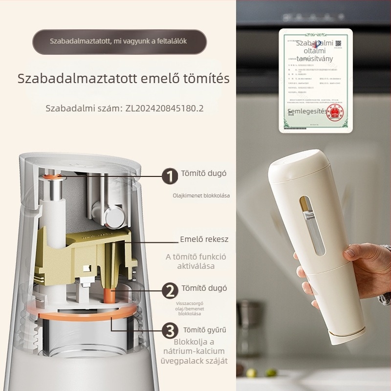 Konyhai üveg olajtartó automata nyitás-zárás és fényvédő kialakítással, élelmiszer-minőségű