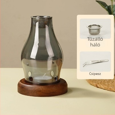 Kínai stílusú üvegből készült füstölő tartó, retro dizájn, szélálló gyertyatartó
