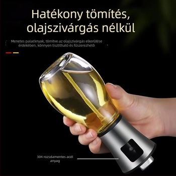 200 ml rozsdamentes acél olajspray palack légsütőhöz, állítható áramlás