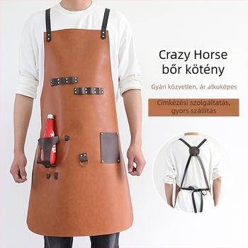PU bőr kötény, vízálló és olajálló, kültéri piknikhez és grillhez, Crazy Horse bőr kötény, munkaruházat