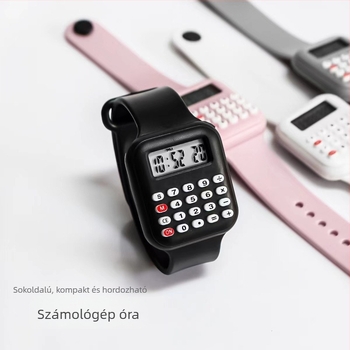 Mini gyerekeknek szóló elektronikus számológépes sportos karóra dátummal és aritmetikai funkciókkal