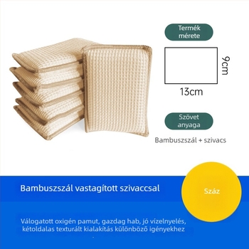 Bambusz rostból készült edények mosására szivacs, szálmentes tisztító szivacs