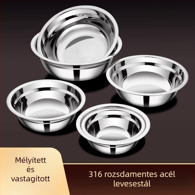 Élelmiszer-minőségű 316 rozsdamentes acélból készült, vastag falú kis tál rizshez és leveshez, konyhai használatra