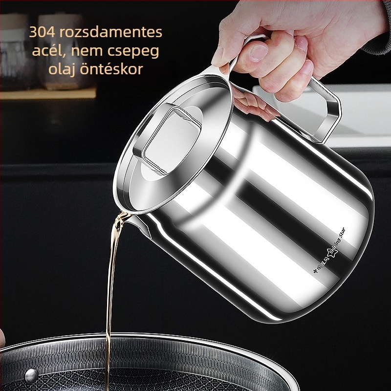 304 rozsdamentes acél olajszűrő edény, nagy kapacitású, fedéllel, szivárgásmentes, olaj kiöntéséhez