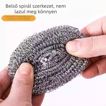 Rozsdamentes acél tisztító gömb konyhához, serpenyők és fazekak tisztítására