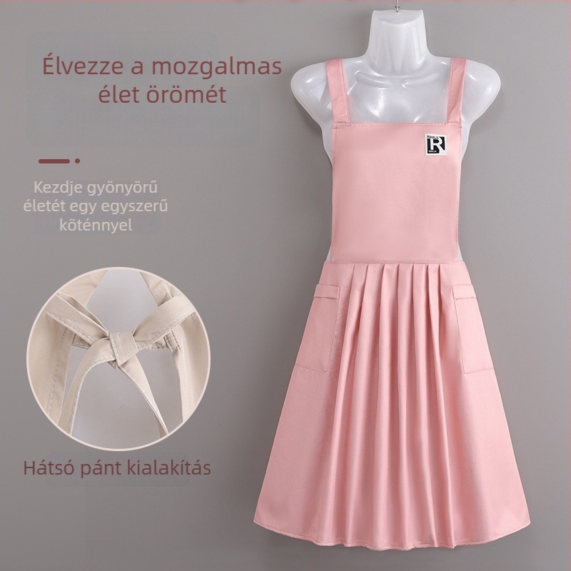 Vízálló és olajálló derekás kötény pliszézett hercegnő-stílusú előlap, konyhai, teaházi és kávézói uniformákhoz