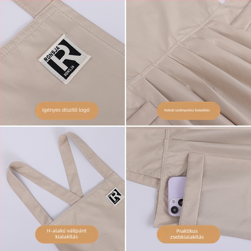 Vízálló és olajálló derekás kötény pliszézett hercegnő-stílusú előlap, konyhai, teaházi és kávézói uniformákhoz