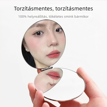 Férfiaknak készült hordozható, kétoldalas, kör alakú összecsukható sminktükör rozsdamentes acélból